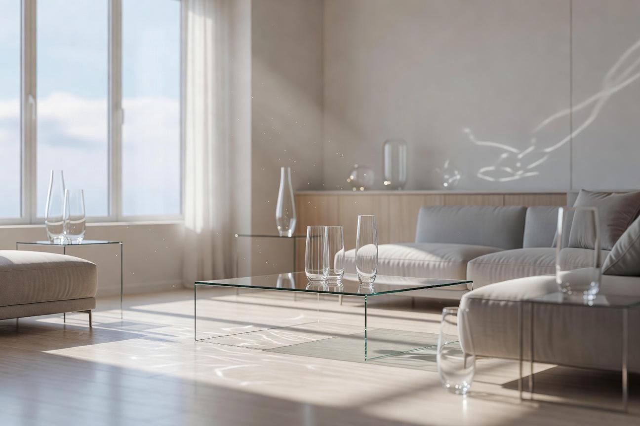 Domowe dekoracje na zdjęciach nieruchomości: home staging ze szkłem