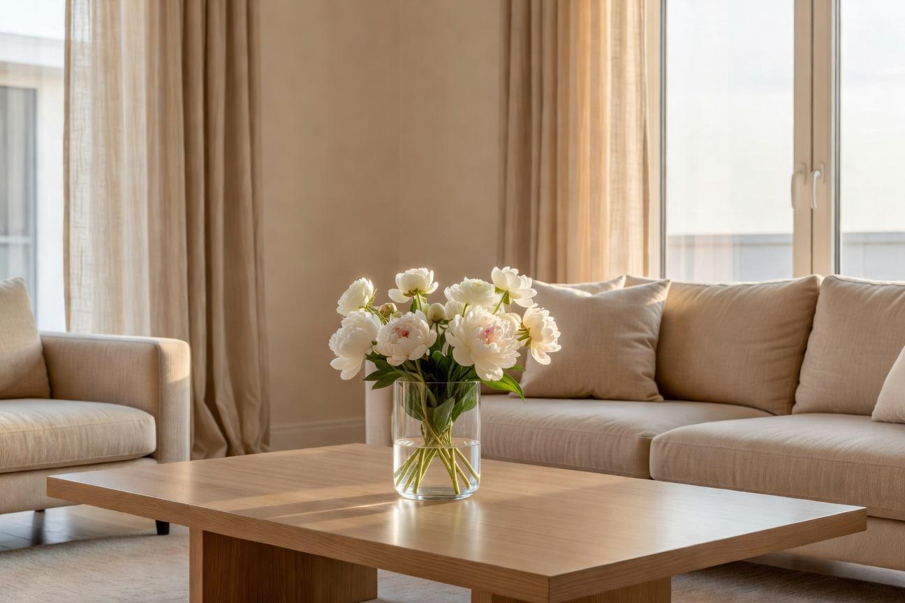 Domowe dekoracje na zdjęciach nieruchomości: home staging ze szkłem