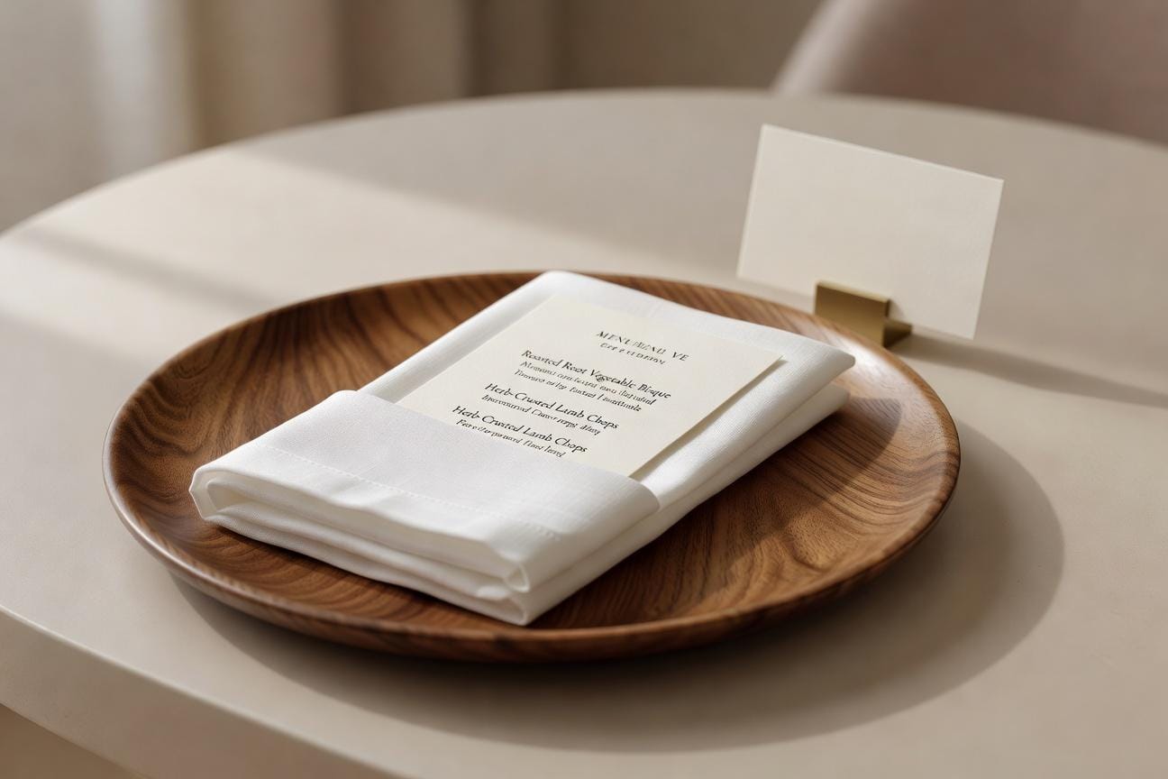 Podtalerz jako baza pod winietkę, menu i serwetkę